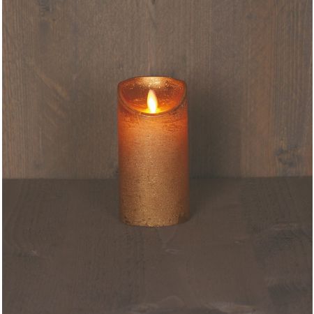 B.O.T. LED KAARS GOUD WAX RUSTIEK BEWEGENDE VLAM 7,5X15CM 3XAAA/TIMER