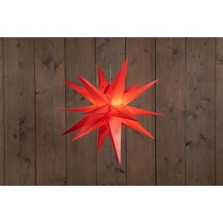 B.O.T. 3D STER ROOD 60CM / 10LED WARM WIT / 1,5M TRANSPARANT AANLOOPSNOER / 3XAA WITH 6/18U TIMER IP44