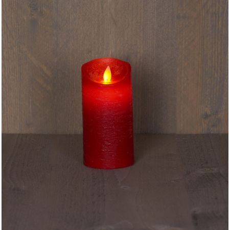 B.O.T. LED KAARS ROOD WAX RUSTIEK BEWEGENDE VLAM 7,5X15CM 3XAAA/TIMER