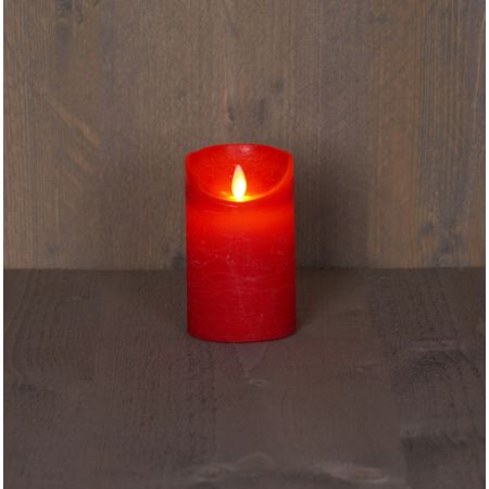 B.O.T. LED KAARS ROOD WAX RUSTIEK BEWEGENDE VLAM 7,5X12,5CM 3XAAA/TIMER