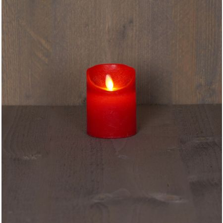 B.O.T. LED KAARS ROOD WAX RUSTIEK BEWEGENDE VLAM 7,5X10CM 3XAAA/TIMER