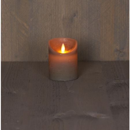 B.O.T. LED KAARS TAUPE WAX RUSTIEK BEWEGENDE VLAM 7,5X10CM 3XAAA/TIMER