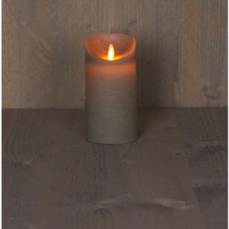 B.O.T. LED KAARS TAUPE WAX RUSTIEK BEWEGENDE VLAM 7,5X15CM 3XAAA/TIMER