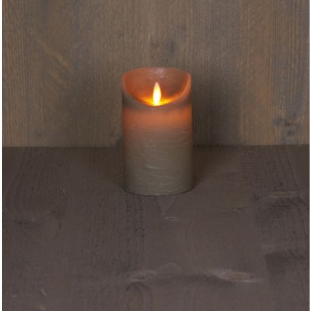 B.O.T. LED KAARS TAUPE WAX RUSTIEK BEWEGENDE VLAM 7,5X12,5CM 3XAAA/TIMER