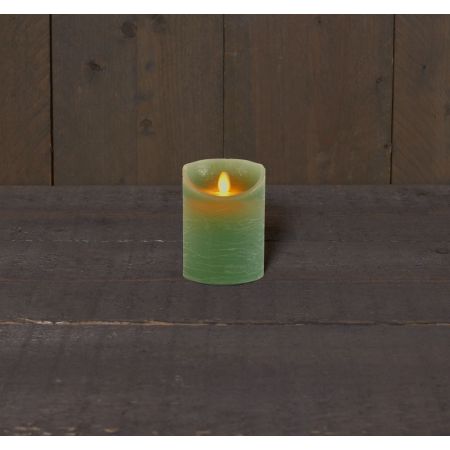 B.O.T. LED KAARS JADE GROEN WAX RUSTIEK BEWEGENDE VLAM 7,5X10CM 3XAAA/TIMER