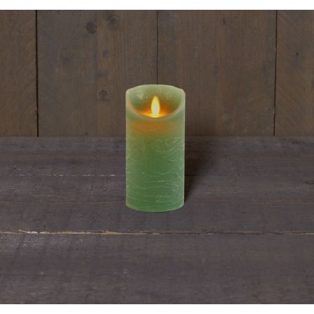 B.O.T. LED KAARS JADE GROEN WAX RUSTIEK BEWEGENDE VLAM 7,5X15CM 3XAAA/TIMER