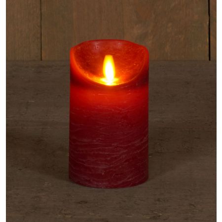 B.O.T. LED KAARS BORDEAUX WAX RUSTIEK BEWEGENDE VLAM 7,5X12,5CM 3XAAA/TIMER