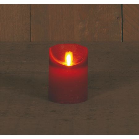 B.O.T. LED KAARS BORDEAUX WAX RUSTIEK BEWEGENDE VLAM 7,5X10CM 3XAAA/TIMER