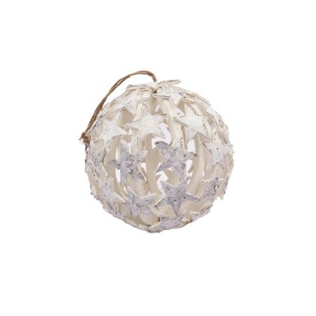 Hang. Ball Birch Star Sprinkle d20.0 White Wash