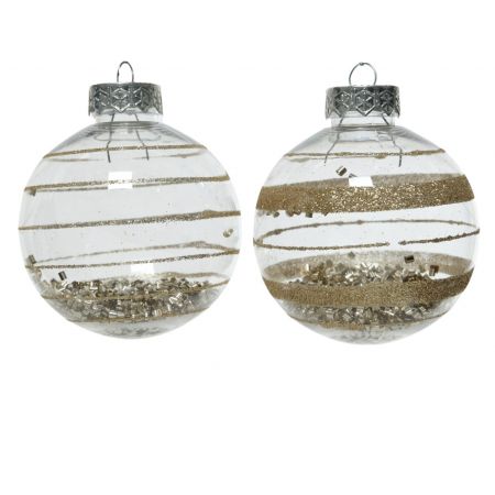 Kerstbal plc d8cm glitter beige diverse soorten