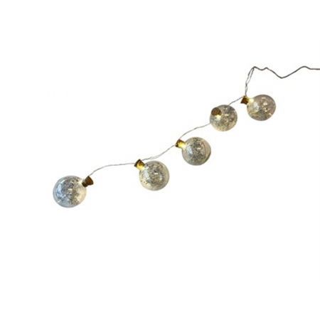 Garl. Ball Dried Flowers LED 2xAA l70.0 Silver