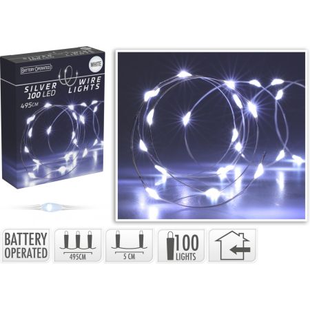 ZILVERDRAAD 100LED WIT BO