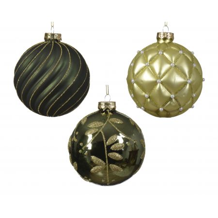 Kerstbal glas d10cm diverse soorten groen