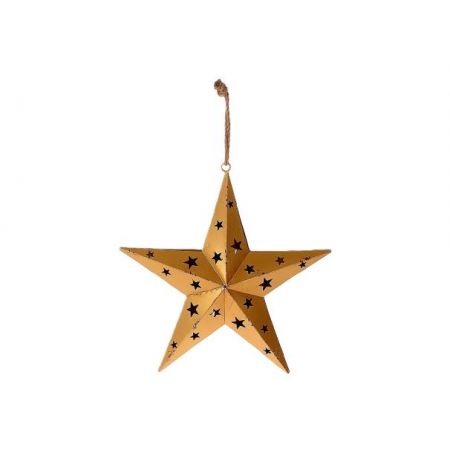 Iron Hollow Star Pendant L54W12H56 Old Gold