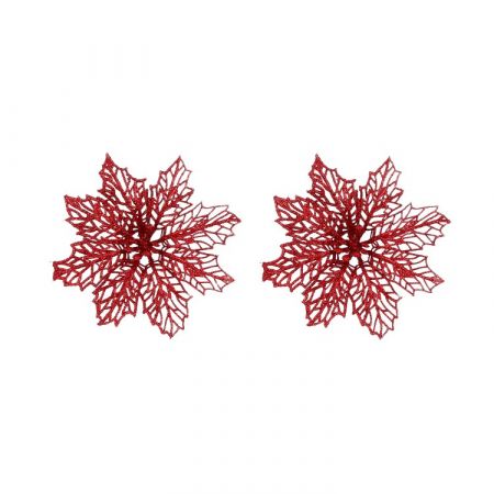 Clip poinsettia rood 2 stuks - h3xd13,5cm