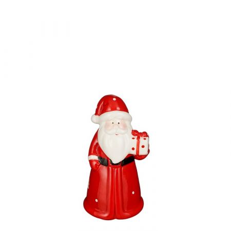 Decoratie kerstman bel rood - l6xb5,5xh11,5cm