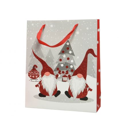 Giftbag papier met handvat fsc 100% rood/kleur(en) L.10cm x W.26cm x H.32cm