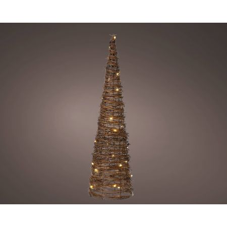 Micro LED cone rotan steady binnen bruin/warm wit dia12cm x H.40cm