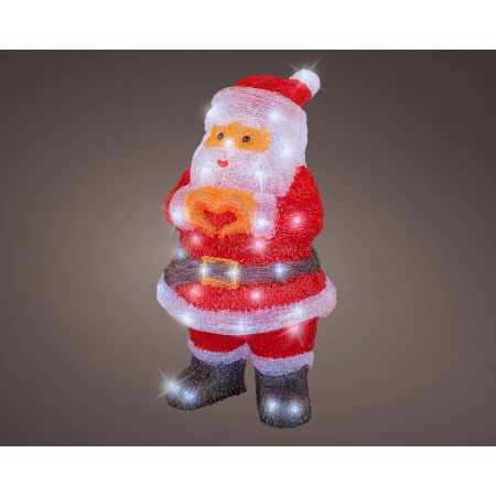 LED kerstman acryl steady buiten rood/koel wit L.21.7cm x W.23cm x H.41.5cm