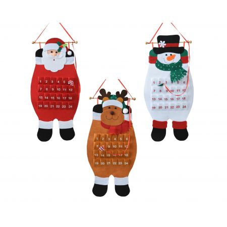 Adventskalender polyester 3ass multi L.2cm x W.33cm x H.68cm