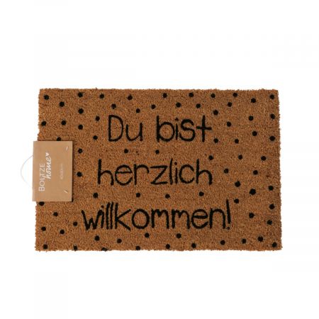 Deurmat You, L 60 cm, Pvc, Kokos, zwrt, ntrl, Veelkleurig, Spreuk/tekst, Gestippeld