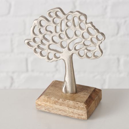 Decoratieve standaard Florentina, Boom, H 12 cm, Mango (Mangifera indica), alu, Veelkleurig