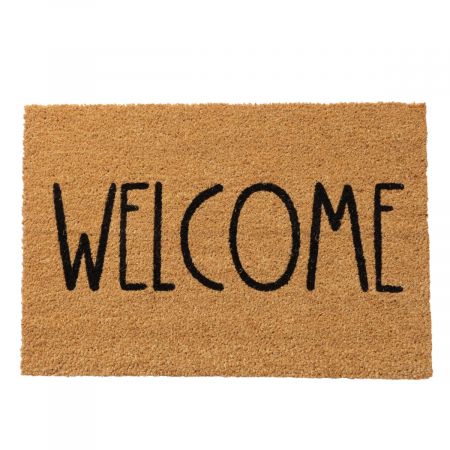 Deurmat Welcome, L 60 cm, Pvc, Kokos, zwrt, ntrl, Veelkleurig, Spreuk/tekst