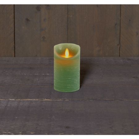 B.O.T. LED KAARS JADE GROEN WAX RUSTIEK BEWEGENDE VLAM 7,5X12,5CM 3XAAA/TIMER