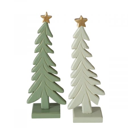 Decoratieve standaard Mella, 2 assorti, kerstboom, H 18 cm,