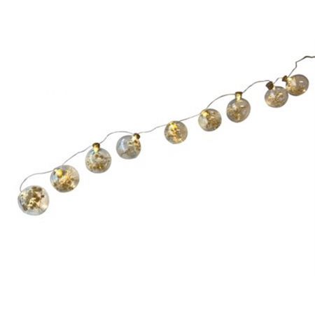 Garl. Ball Dried Flowers LED 2xAA l1000.0 White