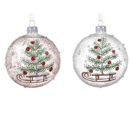 Kerstbal glas d8cm diverse soorten transparant