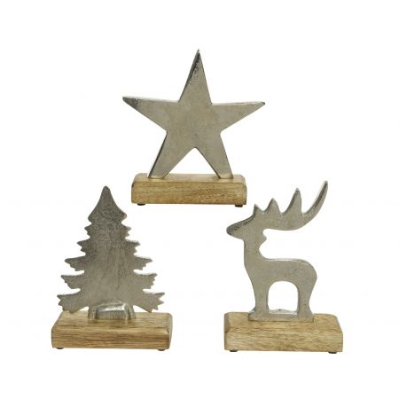 Kerstfiguur alu standaard zilver diverse soorten