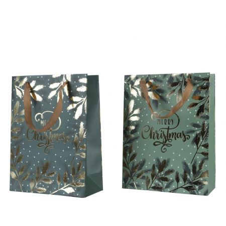 Giftbag papier l16b42h48c groen/goud