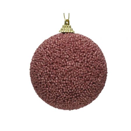 Kerstbal foam d8cm velours roze 