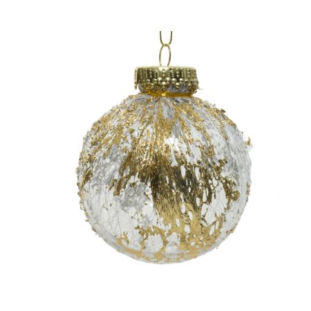 Kerstbal plc d8cm transparant/goud