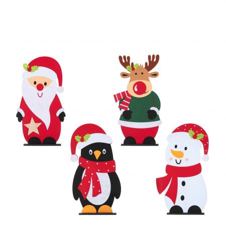 Kerstfiguur groen zwart rood 4 assorti - l46,5xb27,5xh6cm