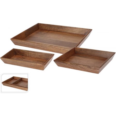 TRAY SET VAN 3 WALNOOT FINISH