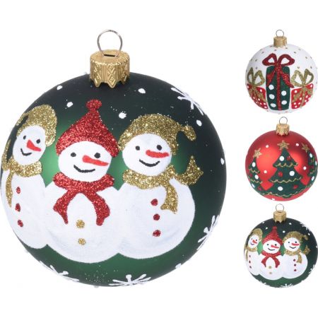 KERSTBAL 80MM MET DECO 3ASS