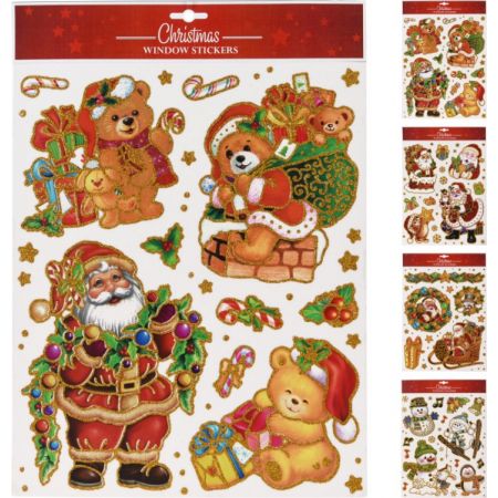 RAAMSTICKERS KERST 42X30 GOUD