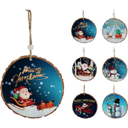 KERST HANGER ROND 11CM BLAUW