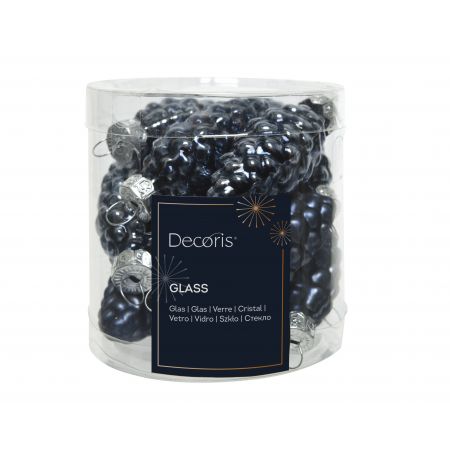 Ornament glas dennenappel d3h6 blauw 12st