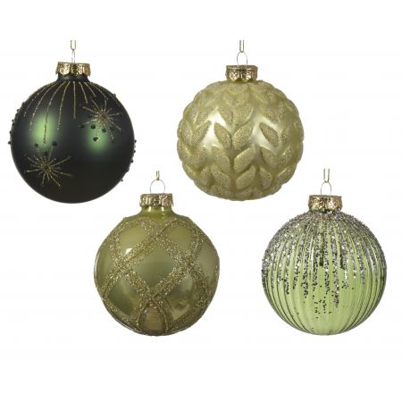 Kerstbal glas d8cm groen ass