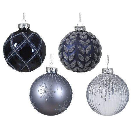 Kerstbal glas d8cm blauw