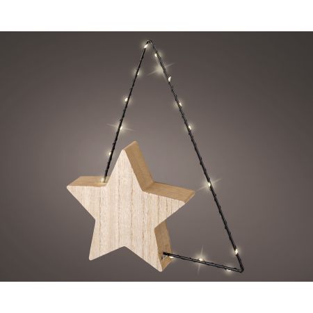 LED ster hout l4b23h30cm zwart /warm wit  