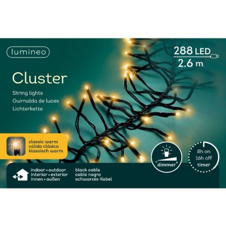 LED cluster l2,4m-288LED zwart/klassiek warm 