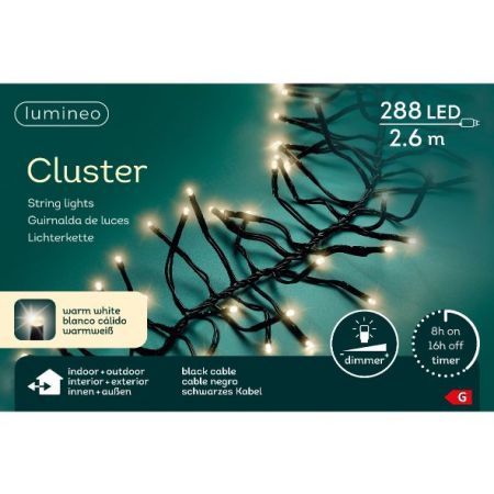 LED cluster l2.4m-288LED zwart/ warm wit