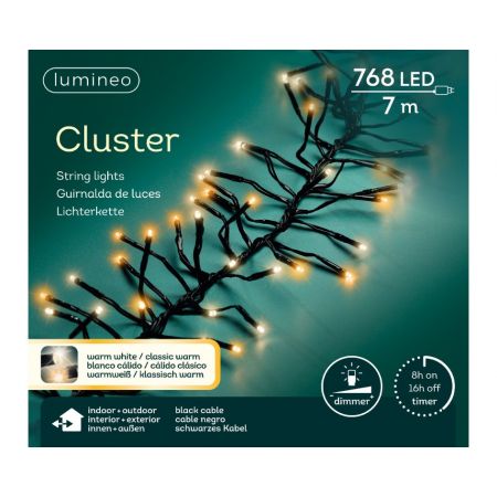 LED cluster l6cm-768LED zwart/duo - klassiek warm + warm wit