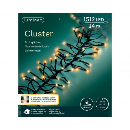 LED cluster l13.5m-1512LED zwart/duo - klassiek warm + warm wit