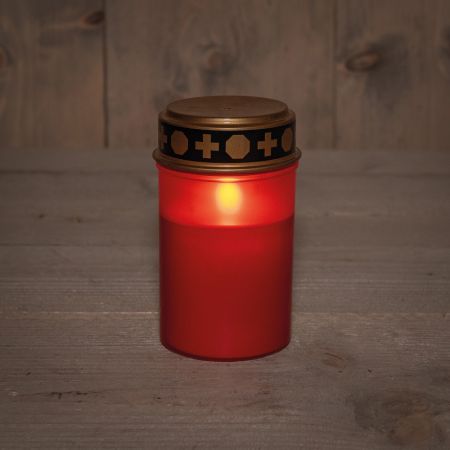 GRAFVERLICHTING LED OP BATTERIJ MET TIMER 12X7CM ROOD