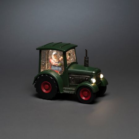 LED Tractor met bestuurder, 3L warmwit, watergevulde lantaarn, on/off/5u timer, op batterij, 3 warm witte LED, voor binnen (op batterij), batterij: 3 x AA 1,5V (excl.)